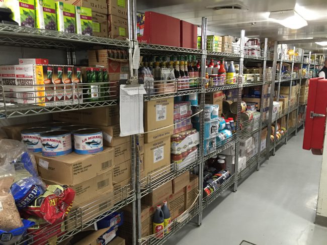 A tiny bit of the food storage on the ship. 