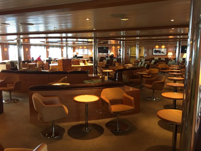 The lounge which is the hub of activity around the ship.